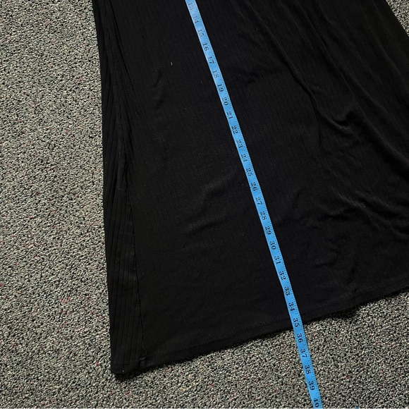 Black Ribbed Maxi Midi Modest Column Slinky Stretch Basic Lightweight Skirt M-L - Picture 12 of 14